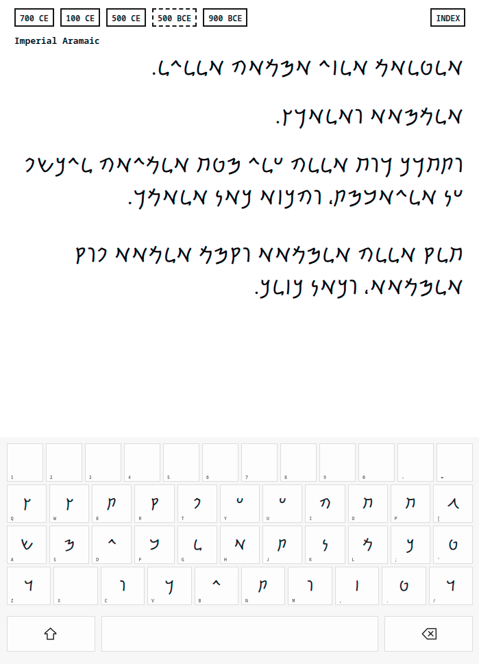 Diachronic Central Semitic keyboard